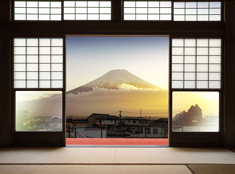 Traditional Japanese Indoor House And Paper Sliding Doors And