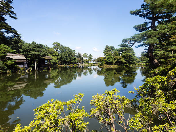 Traditional Japanese landscape garden stock photo