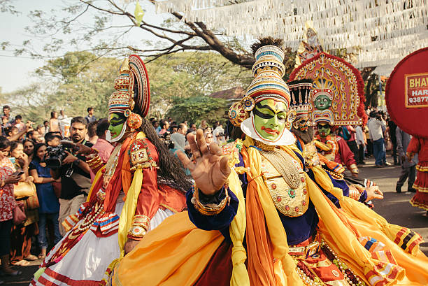 Traditional Kathakali dance on New Year carnival stock photo