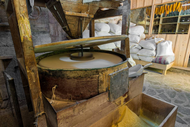 Traditional mill in Greece stock photo