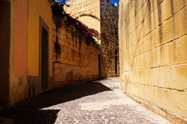 Traditional Narrow Road in Malta stock photo