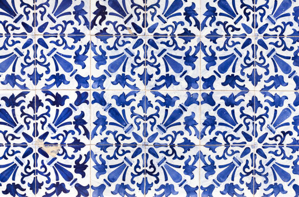 Traditional ornate portuguese decorative tiles azulejos stock photo