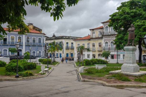 Traditional Portuguese colonial architecture in Sao Luis on Brazil stock photo
