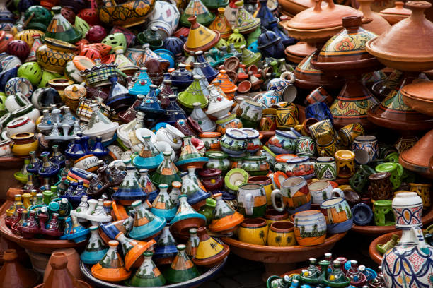 Traditional pots from Morocco stock photo