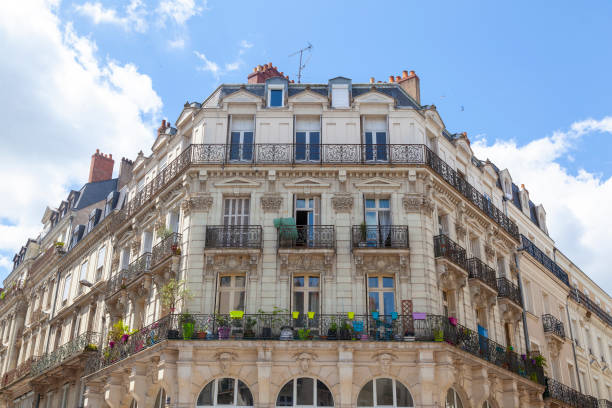 Traditional residential buildings in Angers, France stock photo