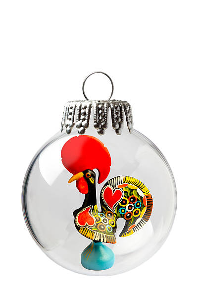 Traditional Rooster In a Christmas Ornament Traditional Rooster In a Christmas Ornament barcelos stock pictures, royalty-free photos & images