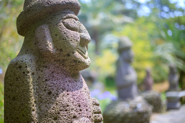 Traditional sculpture on the Jeju Island in South Korea stock photo