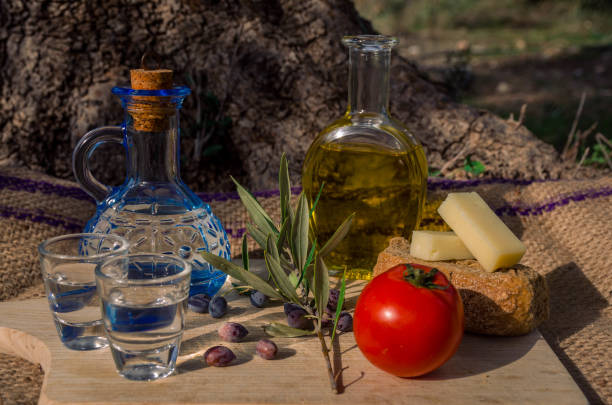 Traditional snacks from Cretan gastronomy stock photo