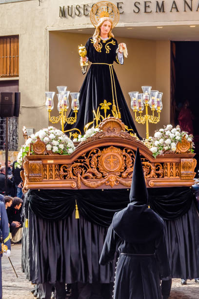 Traditional Spanish Holy Week procession on Holy Friday in the streets of Zamora (Castile and Leon), Spain Zamora, Spain - March 25, 2016: Traditional Spanish Holy Week (Semana Santa) procession on Holy Friday in the streets of Zamora (Castile and Leon), Spain good friday stock pictures, royalty-free photos & images