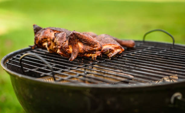 traditional spatchcocked barbecue chicken al mattone on charcoal picture - The Tasty Hub