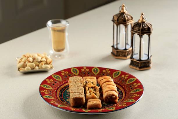 Traditional Turkish, Arabic, middle eastern baklava. stock photo