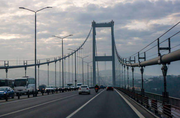 Traffic on Bosphorus Bridge stock photo