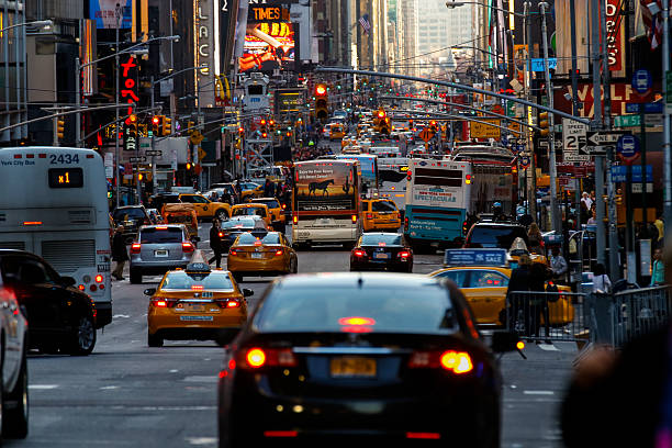 Traffic on New York 7nd Avenue, USA stock photo