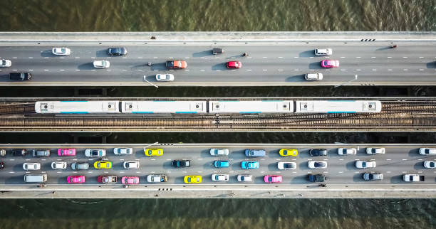 Traffic on the bridge stock photo