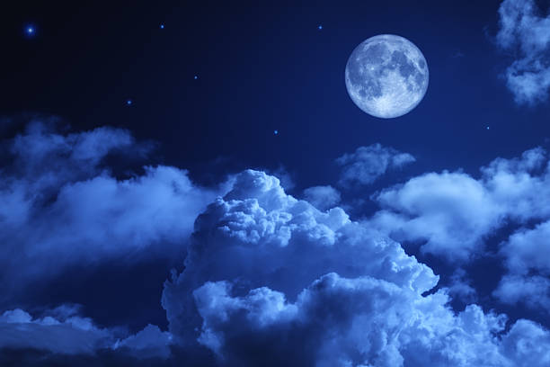 Tragic night sky with a full moon Tragic night sky with a full moon and shining stars moonlight stock pictures, royalty-free photos & images