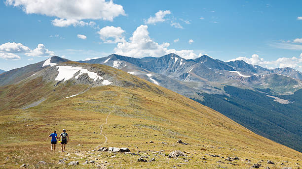 Trail Running in the Rocky Mountains, Colorado stock photo