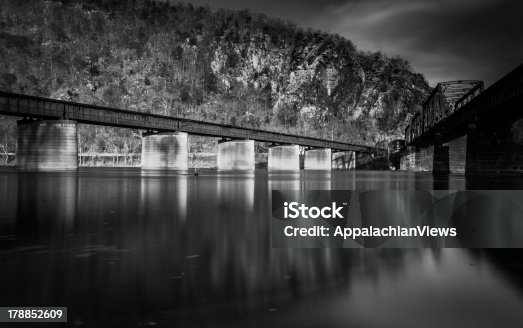 istock Train bridges crossing the Potomac River, in Harper's Ferry, WV 178852609