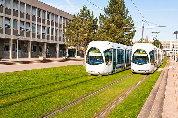 Trams in Lyon, France stock photo
