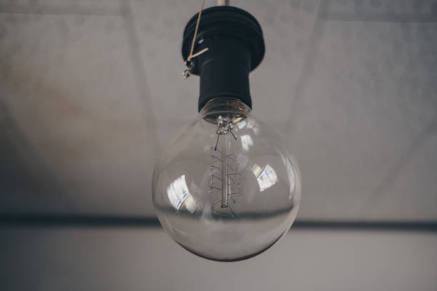 Transparent light bulb glass is off stock photo