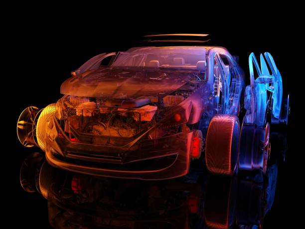 Transparent model cars. stock photo