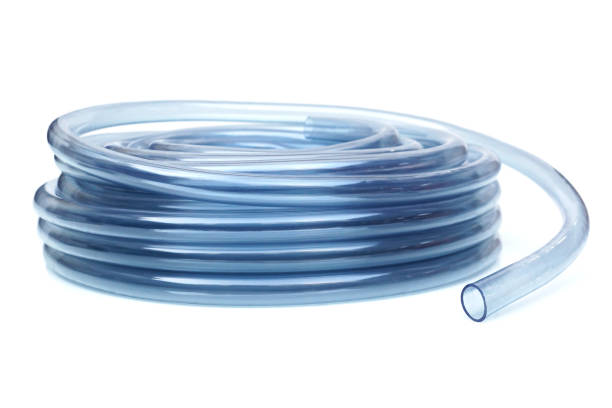 Transparent plastic water hose stock photo