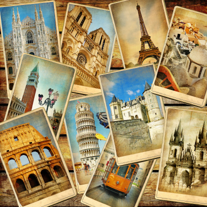 vintage collage - European travel