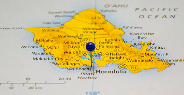 travel road map of pearl harbor and honolulu hawaii - pearl harbor 個照片及圖片檔