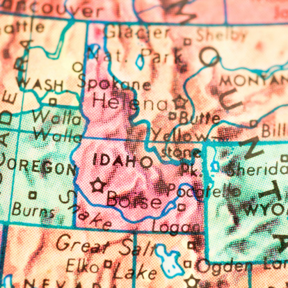 Studying Geography - Photograph of Idaho on retro globe. 