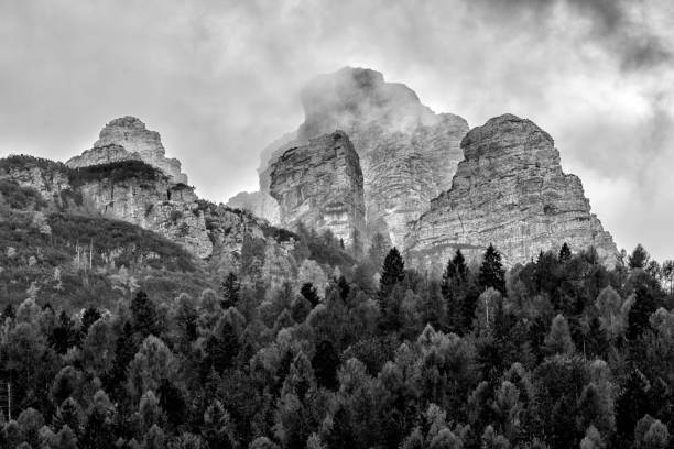 Tre Cime di Lavaredo - Drei Zinnen - The most beautiful attraction of Dolomiti - Alps - Italy stock photo