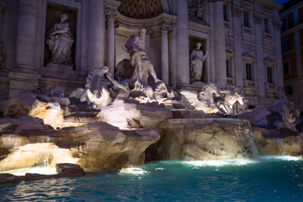 Trevi Fountain - Fontana di Trevi in Rome in Italy Trevi Fountain - Fontana di Trevi in Rome in Italy poseidon statue stock pictures, royalty-free photos & images