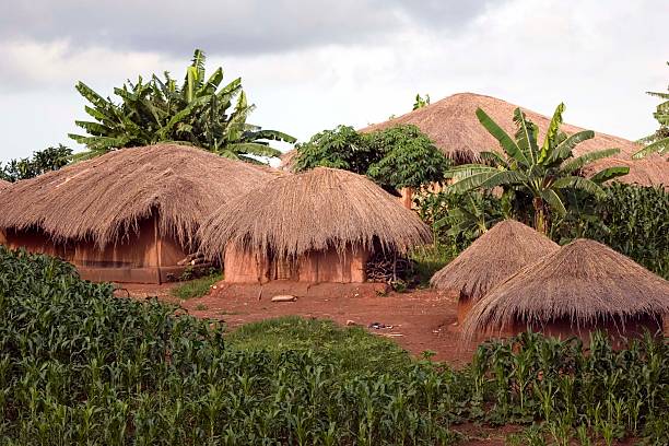 Tribal Village in Malawi stock photo