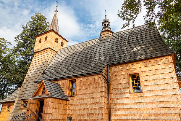 Trinity and St Anthony's Church in Lopuszna - Poland. stock photo