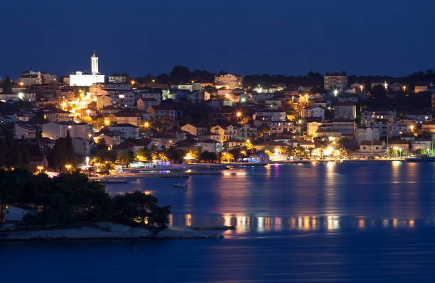 Trogir town at night stock photo