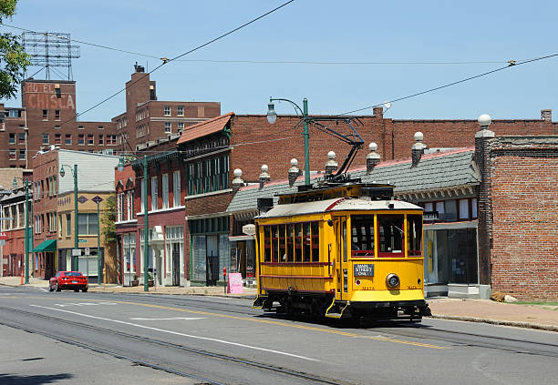 Trolley on Main Street, Memphis stock photo