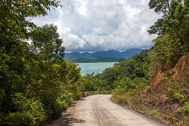Tropical island road stock photo