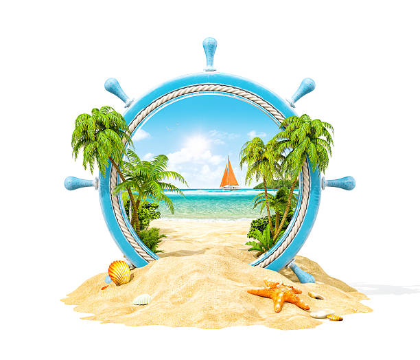 Tropical landscape in a helm stock photo