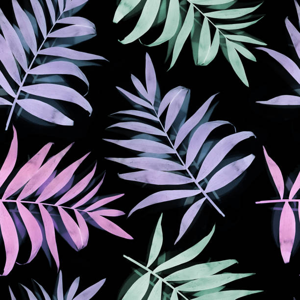 tropical palm repeat pattern - burt forest imagens e fotografias de stock