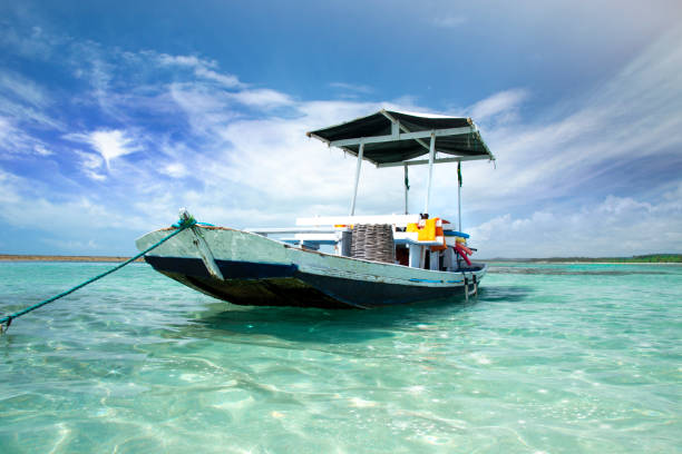 Tropical small boat stock photo