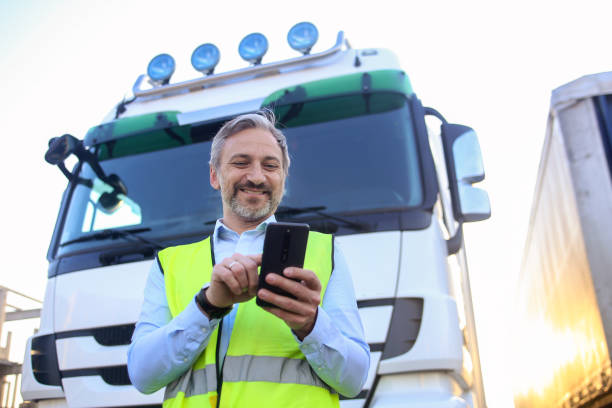Truck driver working stock photo