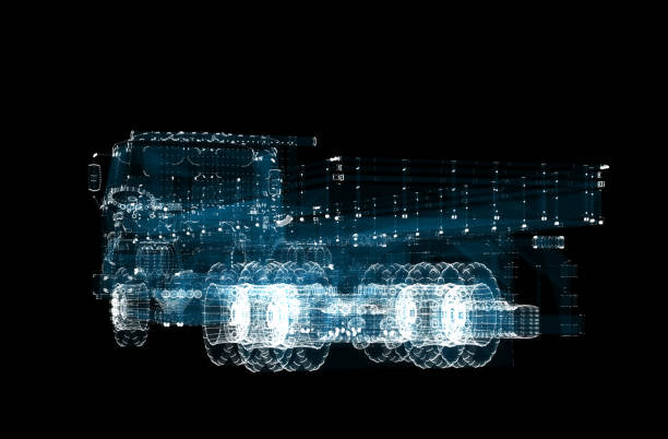 Truck Hologram. Transportation and Technology Concept stock photo