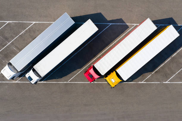 Trucks, Aerial View stock photo