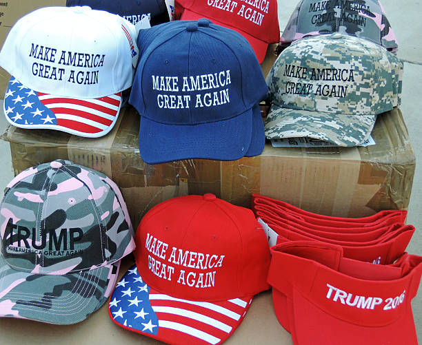 Trump Rally Denver, CO, USA - July 29, 2016: Hats for sale at the Donald Trump rally in Denver.  donald trump stock pictures, royalty-free photos & images