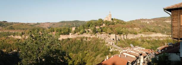 Tsarevets fortress in the town of Veliko Tarnovo in central Bulgaria stock photo