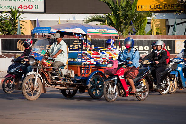 TukTuk Taxi in Vientiane, Laos stock photo
