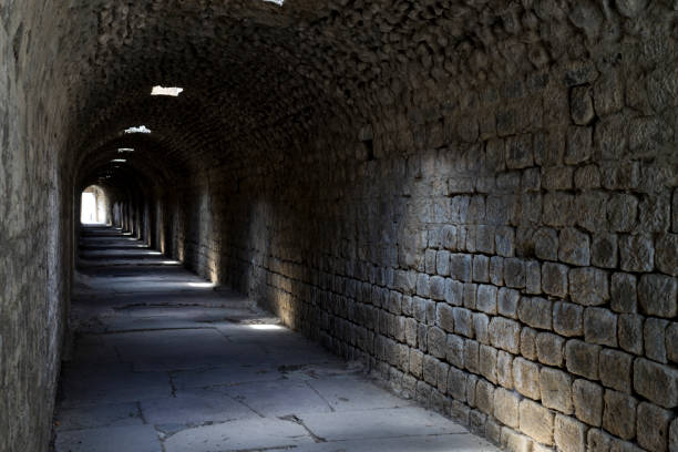 Tunnel of Asklepion in the Ruins of the Ancient City of Pergamon, Izmir, Turkey stock photo