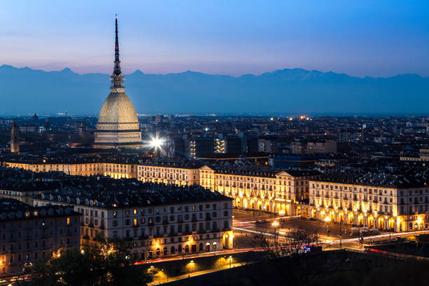 Turin at night stock photo