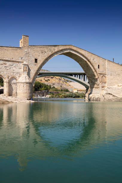 Turkey. The Malabadi Bridge on the Batman River (built 1146-1147 by Timurtas of Mardin) stock photo
