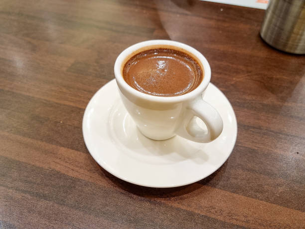 Turkish Coffee in a white cup stock photo