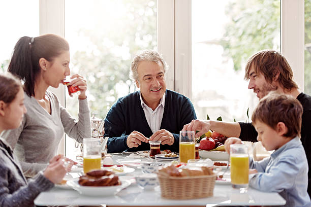 Turkish family having breakfast stock photo