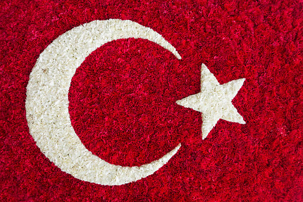 Turkish Flag made of flowers stock photo